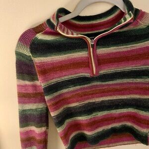 Urban Outfitters Pink and Green Cowl Neck Sweater